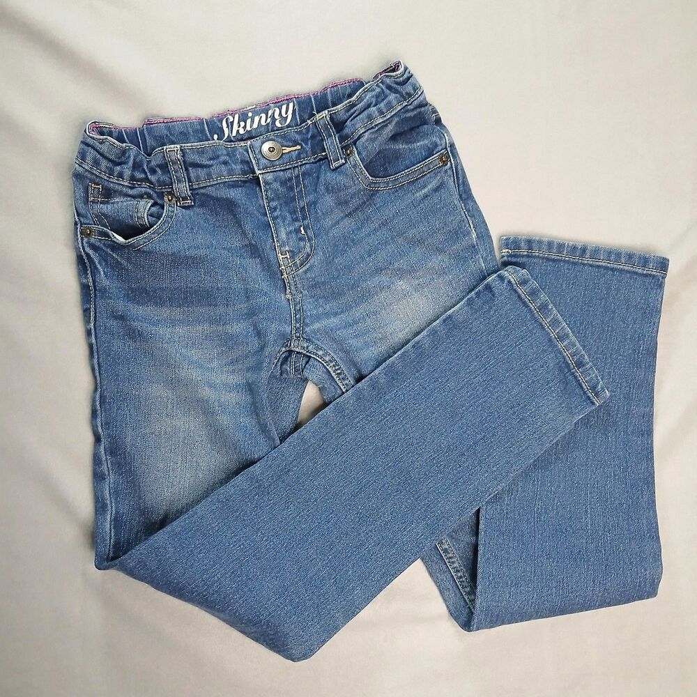 Crazy 8 Skinny Jeans Classic Blue Stretch Denim Pants Adjstable Waist Girls sz 8